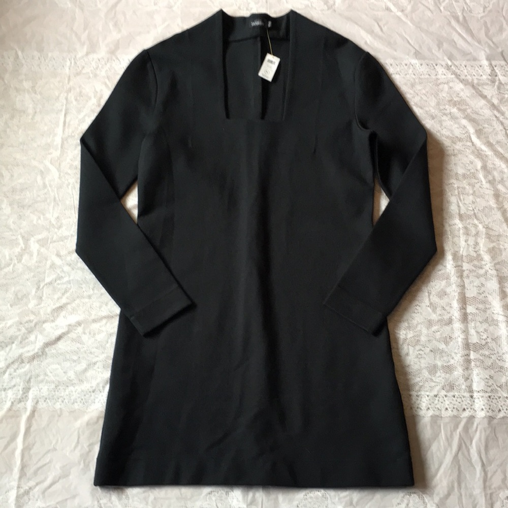 Kate Spade Saturday Black Squared Neck Jersey Dress NWT Size Medium